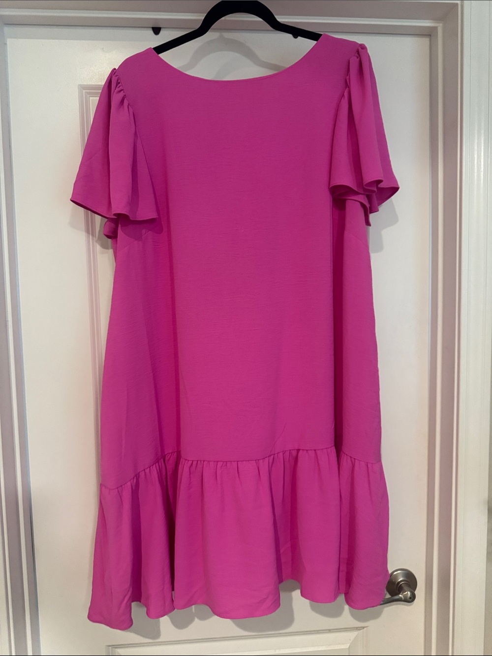 DKNY Hot Pink Flutter-Sleeve Casual Dress